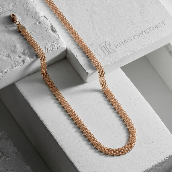 Цепь из красного золота 585, плетение «Бисмарк двойной»